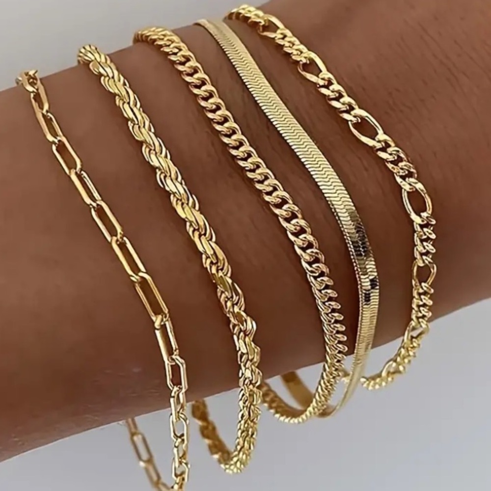 Gold Toned Chain Bracelet Set - Picture 4 of 4